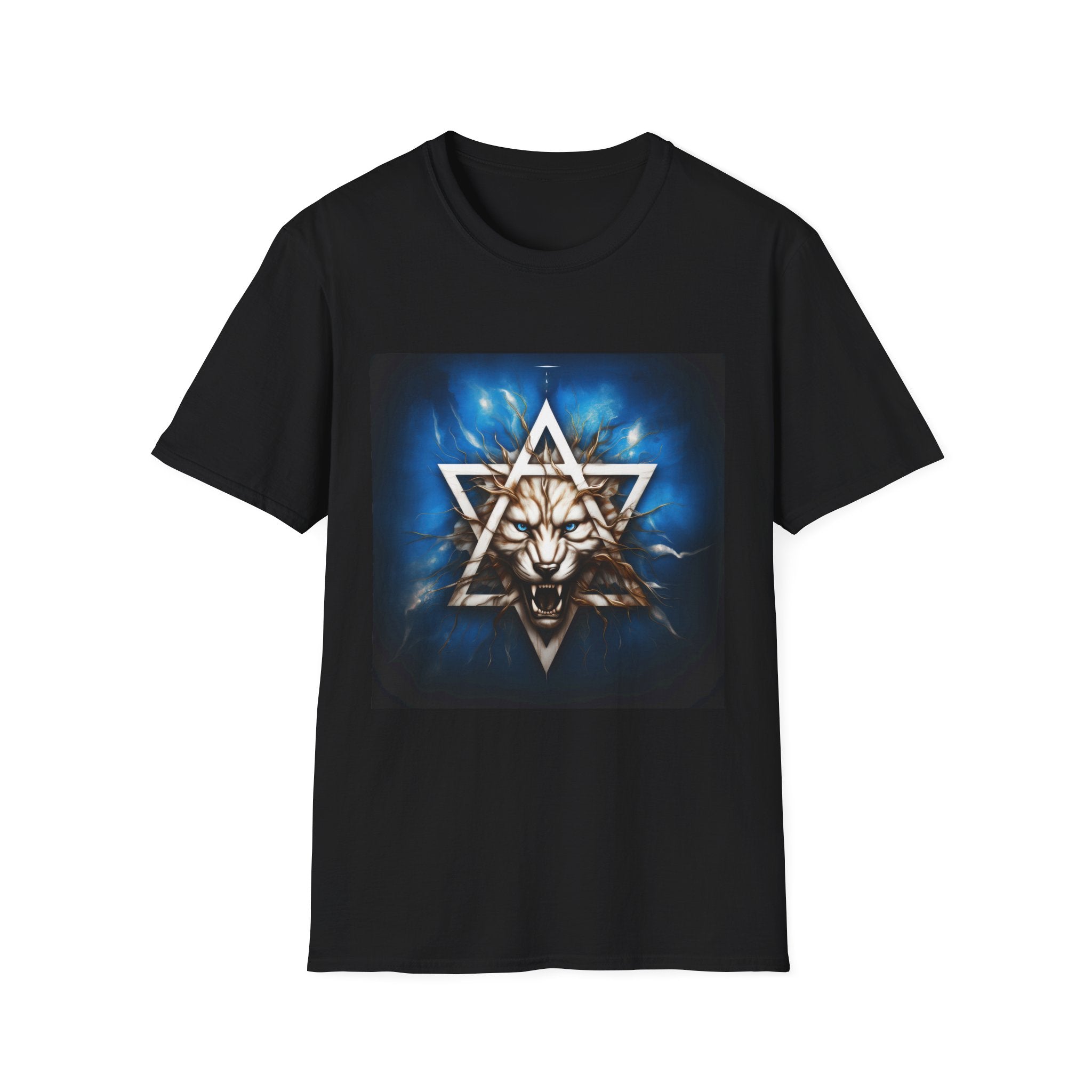 Wolf Star Graphic T‑Shirt — Mystic Geometric Lion/Wolf Design