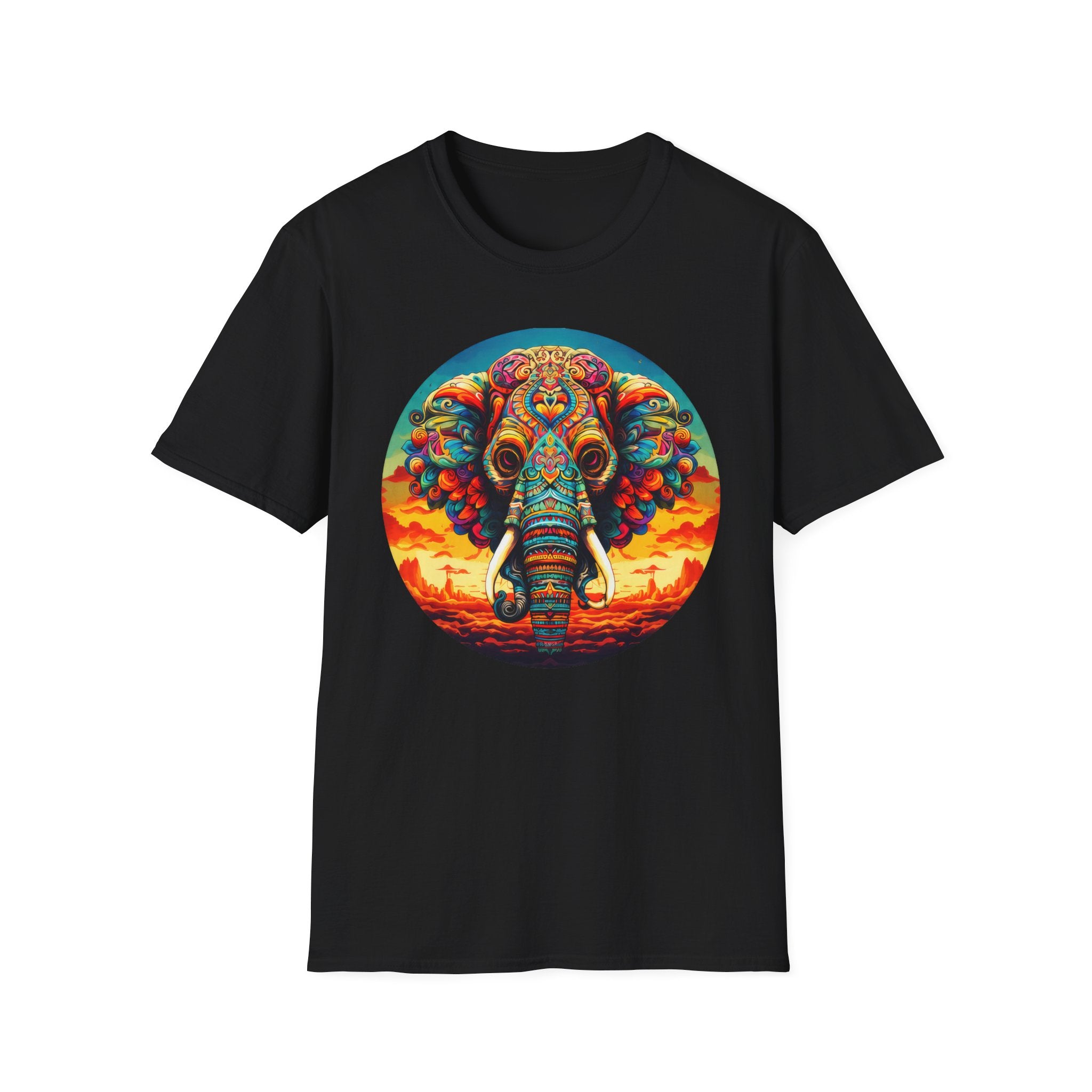 Colorful Mandala Elephant T-Shirt — Psychedelic Animal Art Tee