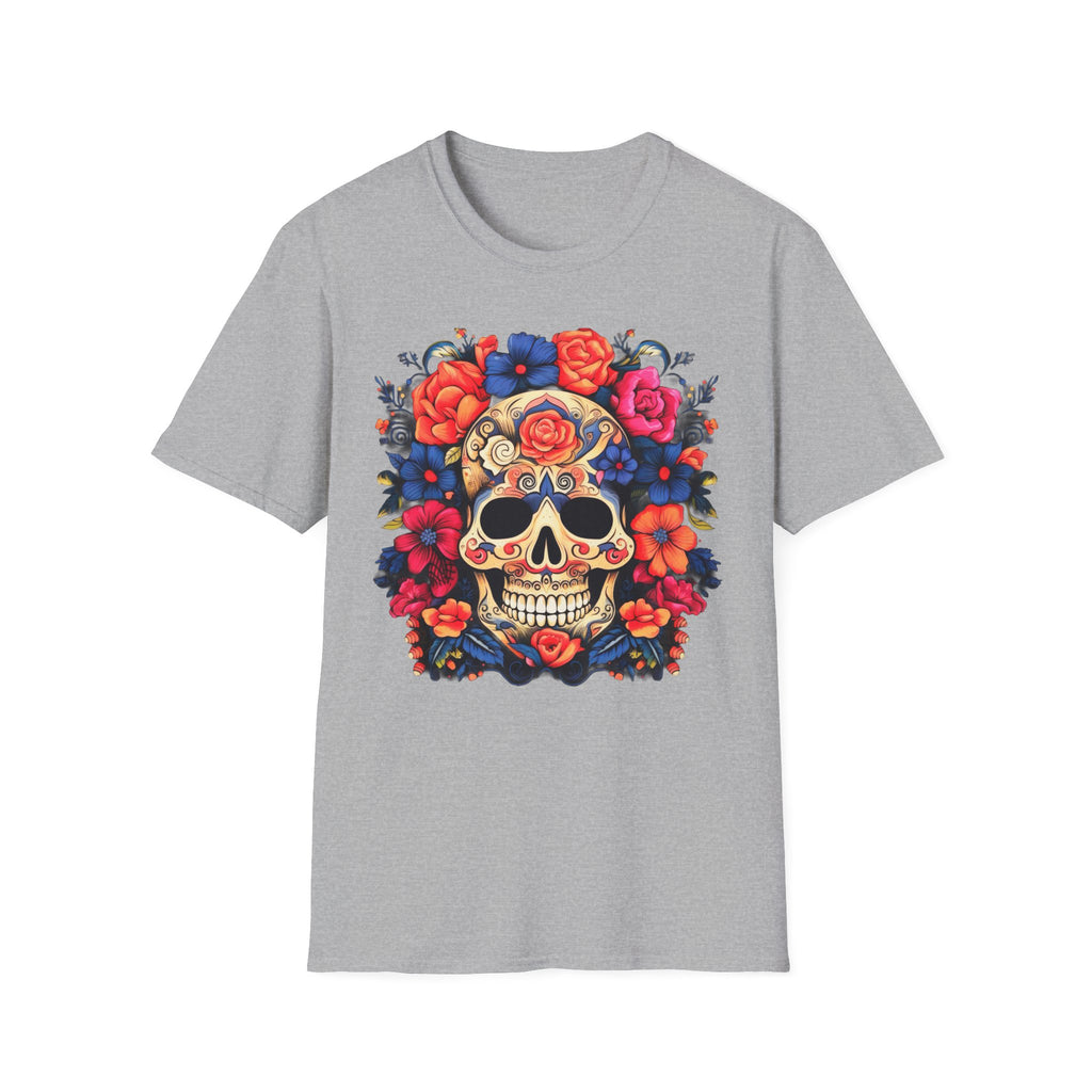 Sugar Skull Floral T-Shirt — Day of the Dead Calavera Tee
