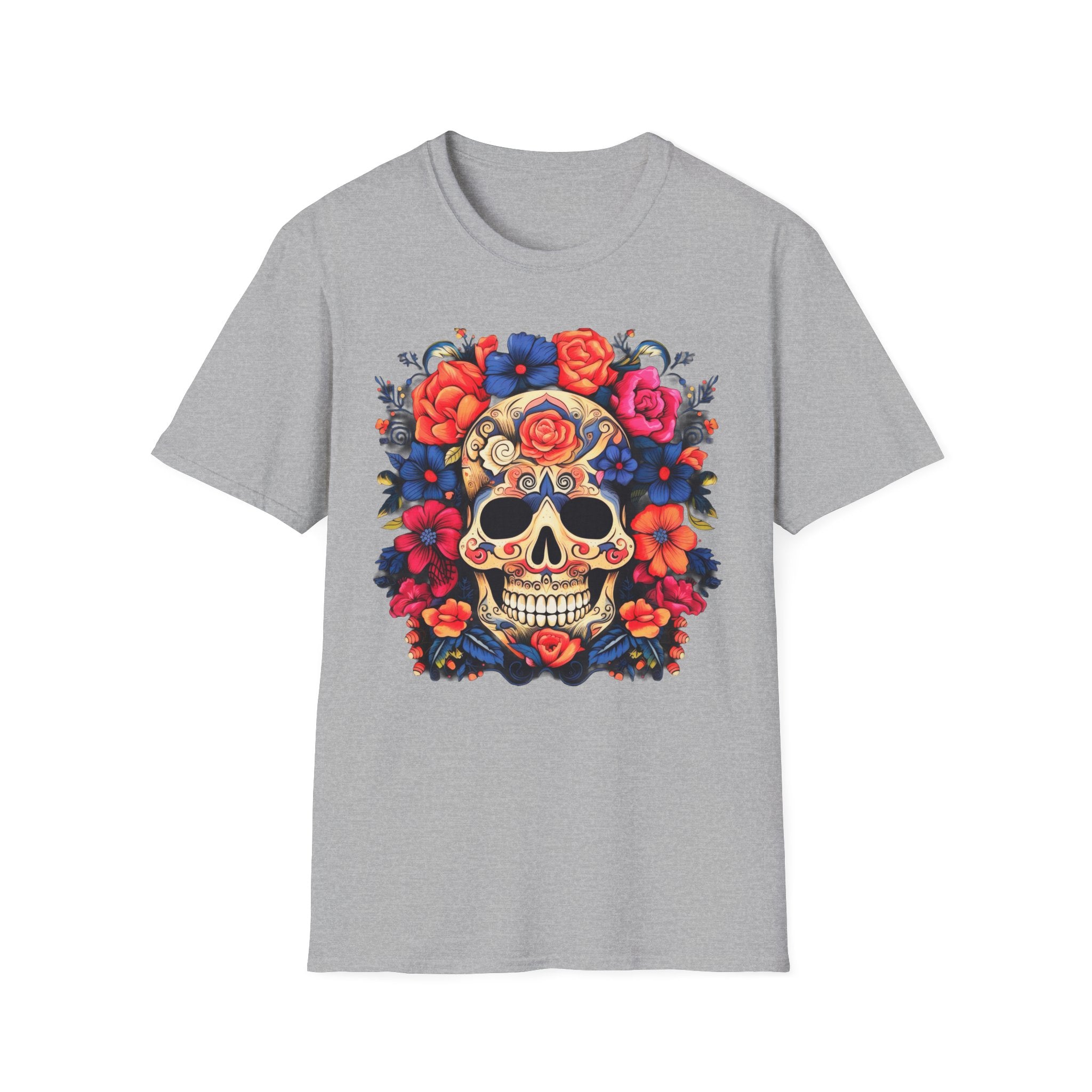 Sugar Skull Floral T-Shirt — Day of the Dead Calavera Tee