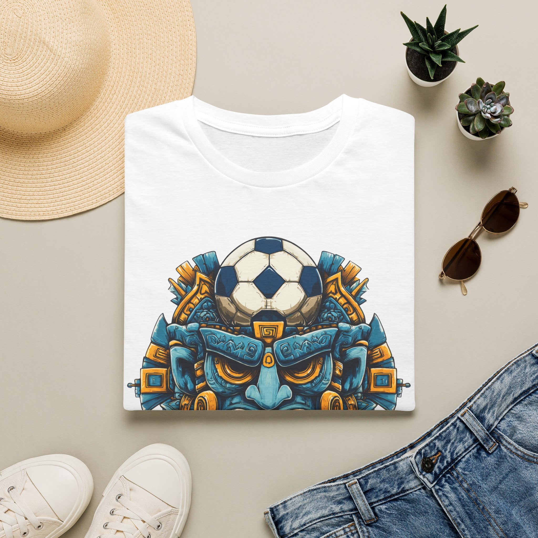 Argentina Soccer Aztec Mask T‑Shirt