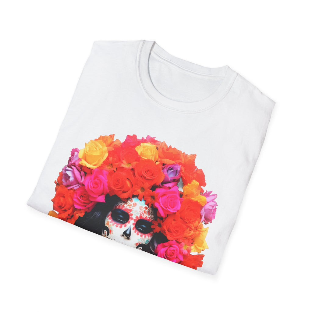 Day of the Dead Sugar Skull Woman T-Shirt - Floral Calavera Tee