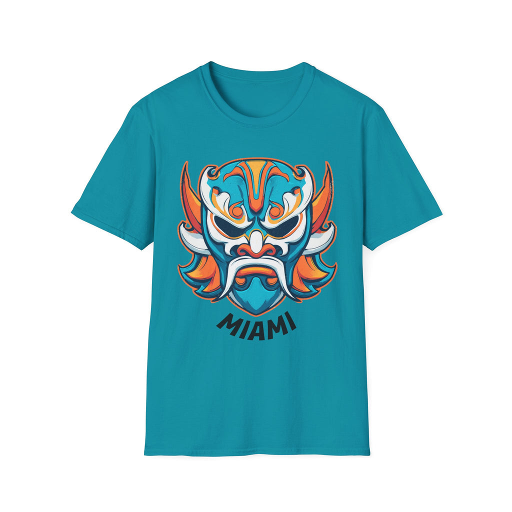Miami Football Inspired Colorful Mask T‑Shirt