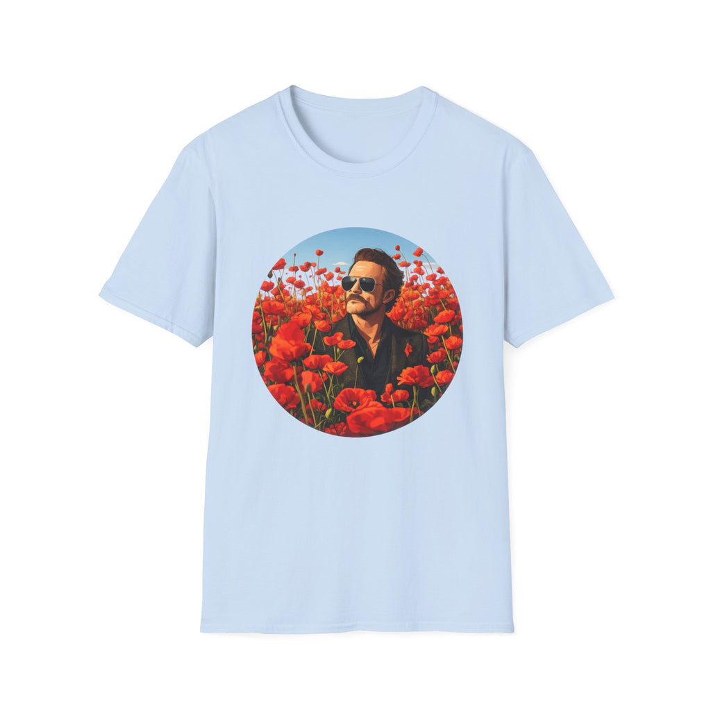 Retro Aviator Portrait T-Shirt — STP Scott in Poppy Field