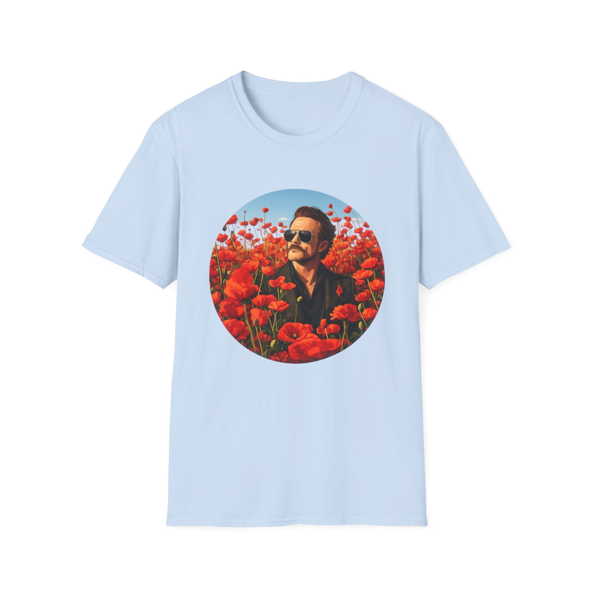 Retro Aviator Portrait T-Shirt — STP Scott in Poppy Field