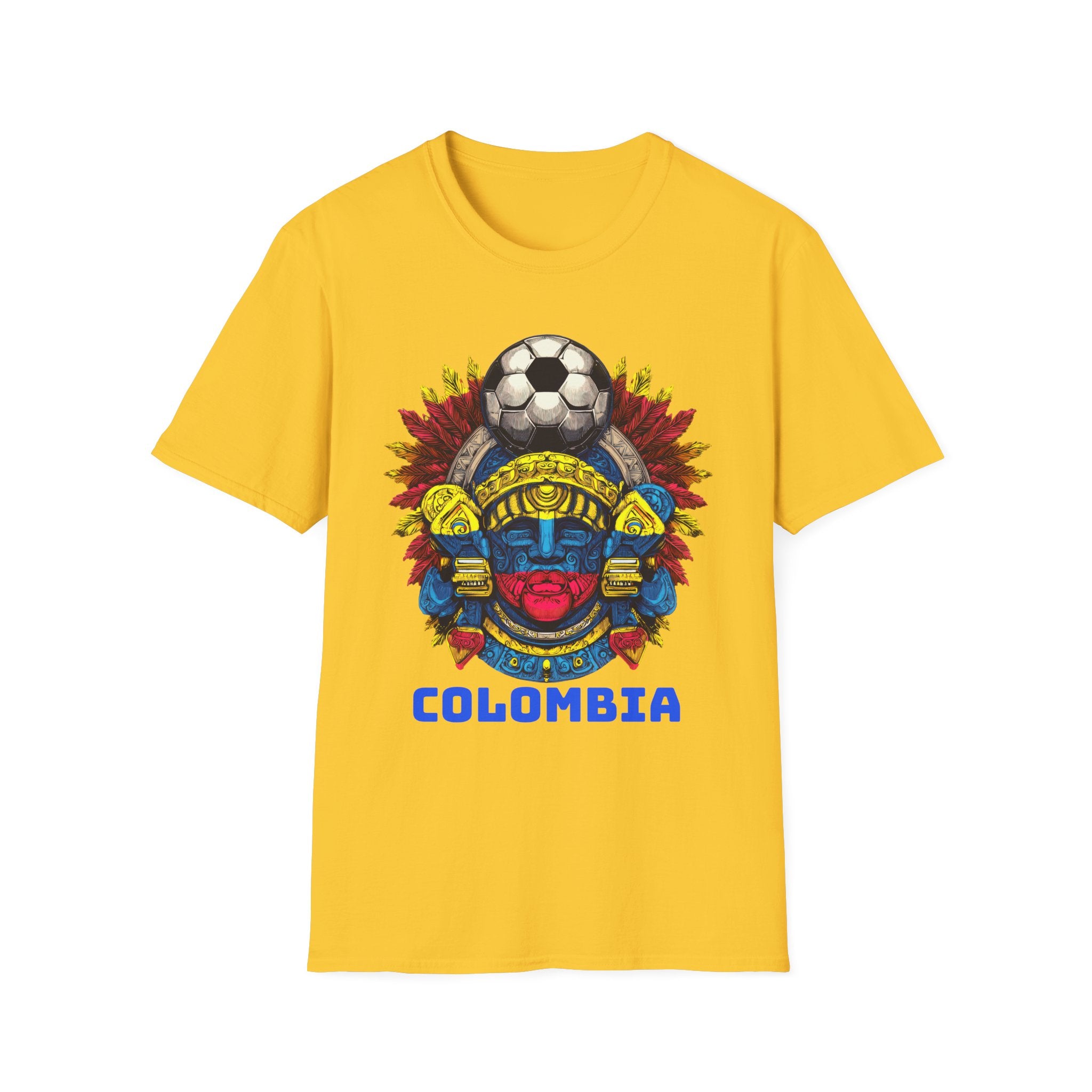 Colombia warrior soccer fan T-shirt inspired by World Cup 2026 passion and supporter culture.